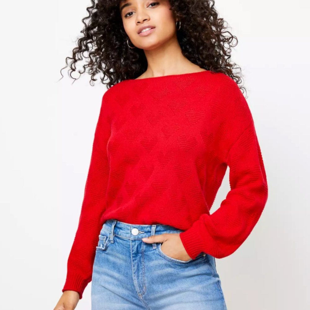 Ann Taylor LOFT Heart Boatneck Sweater